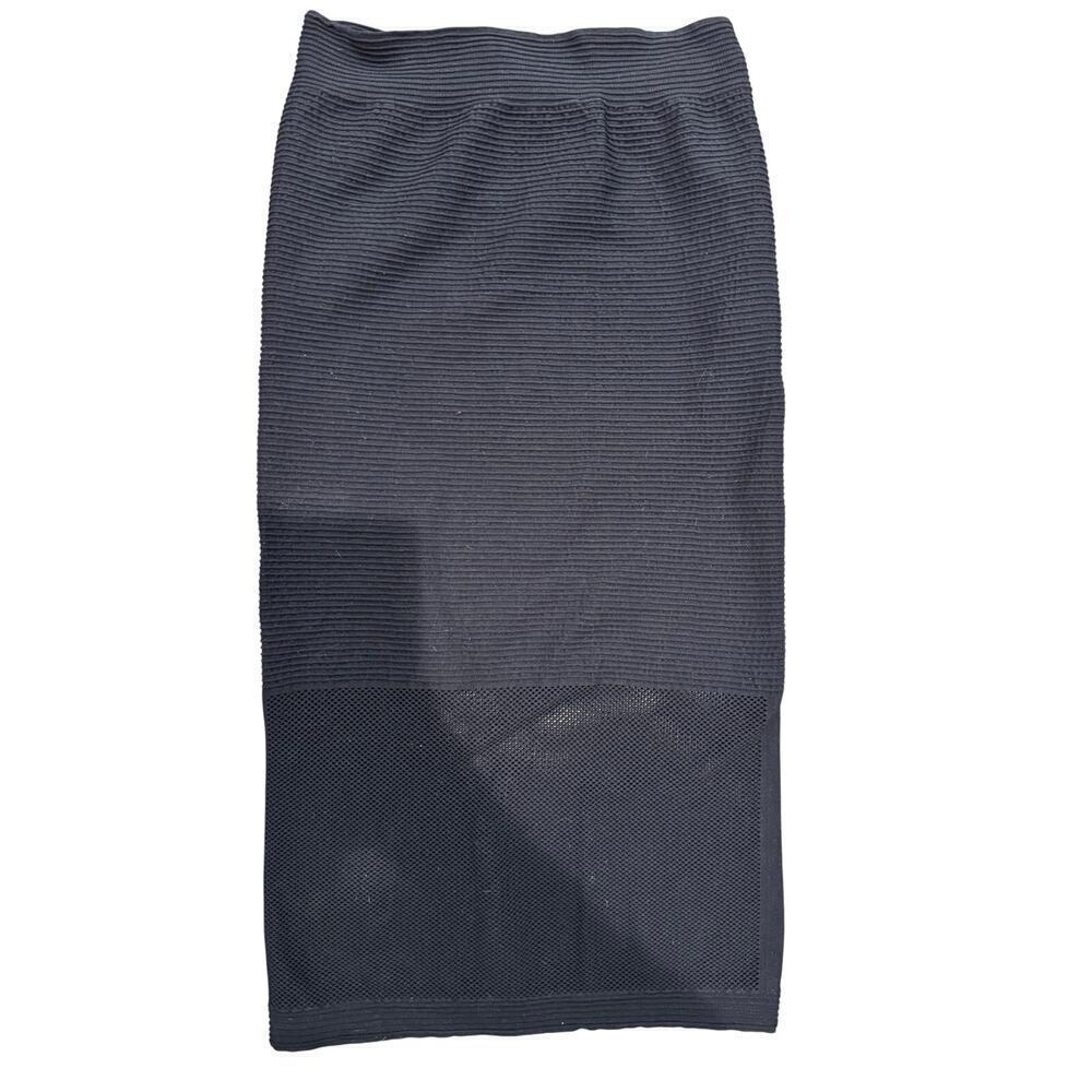 BCBGeneration Black Bondage Ribbed Mesh Stretch Pencil Midi Skirt Size M/L